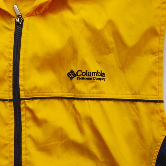 Columbia Vintage rain coat vest yellow with blue design men's - Picture 7 of 10